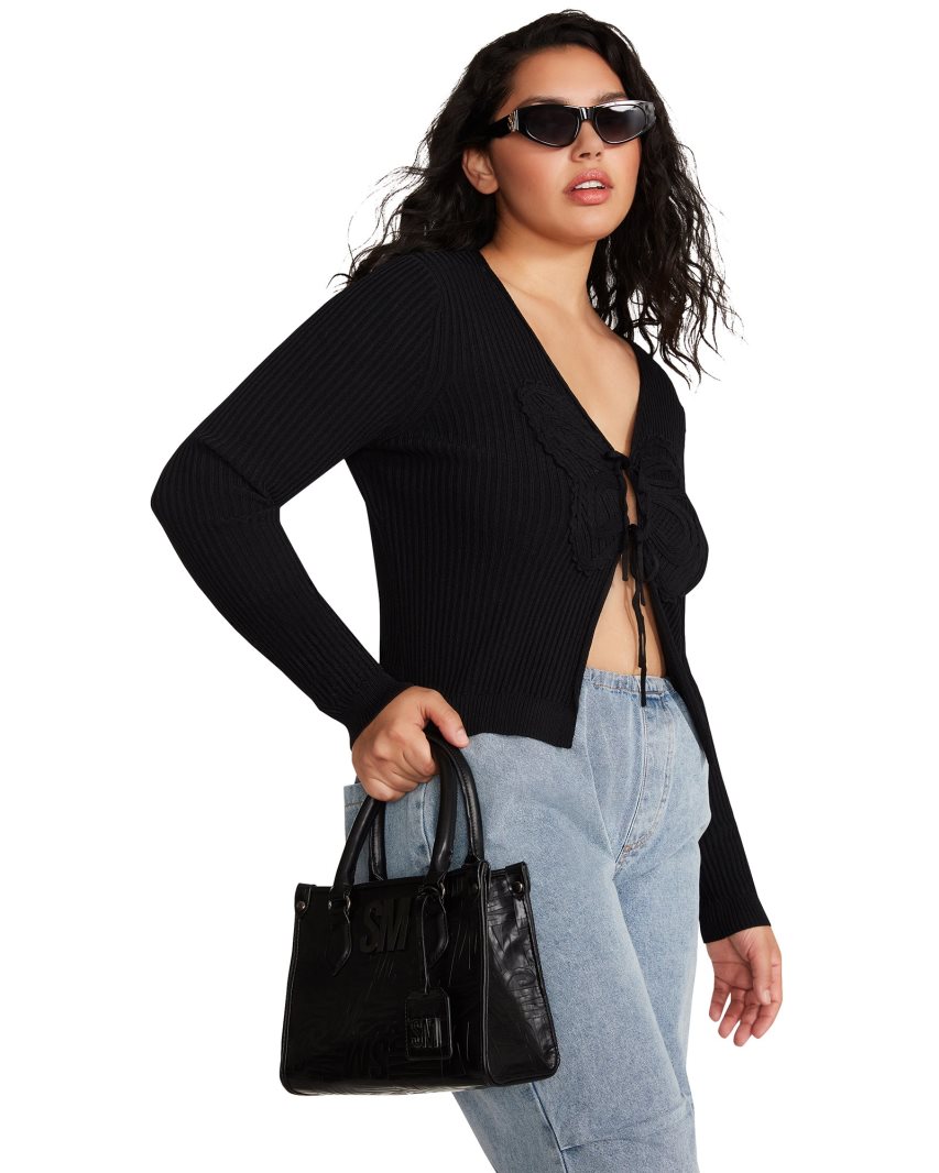 Black Steve Madden Emilia Women's Cardigan | PH 9364PLH